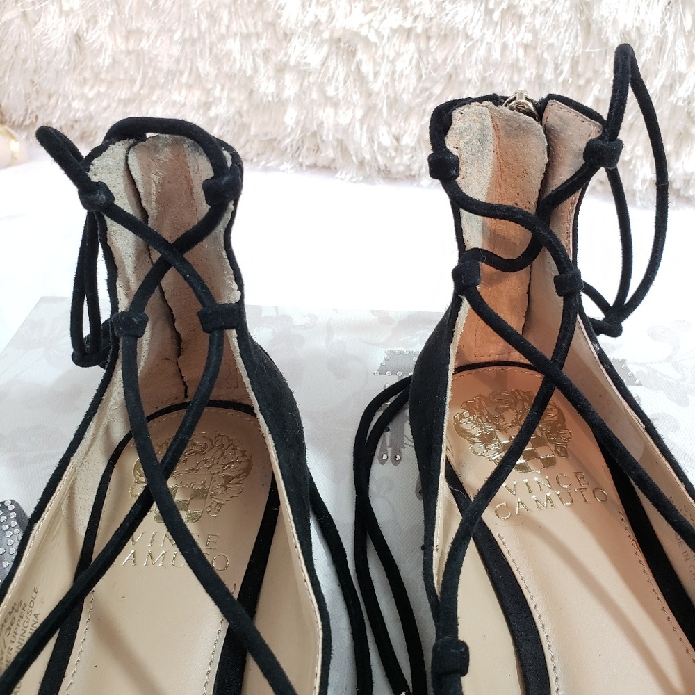 Vince Camuto Leather Pointed Lace Up Flats - Picture 5 of 8